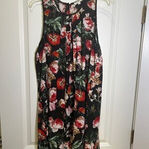 Umgee Floral Sleeveless Dress - Black and Red